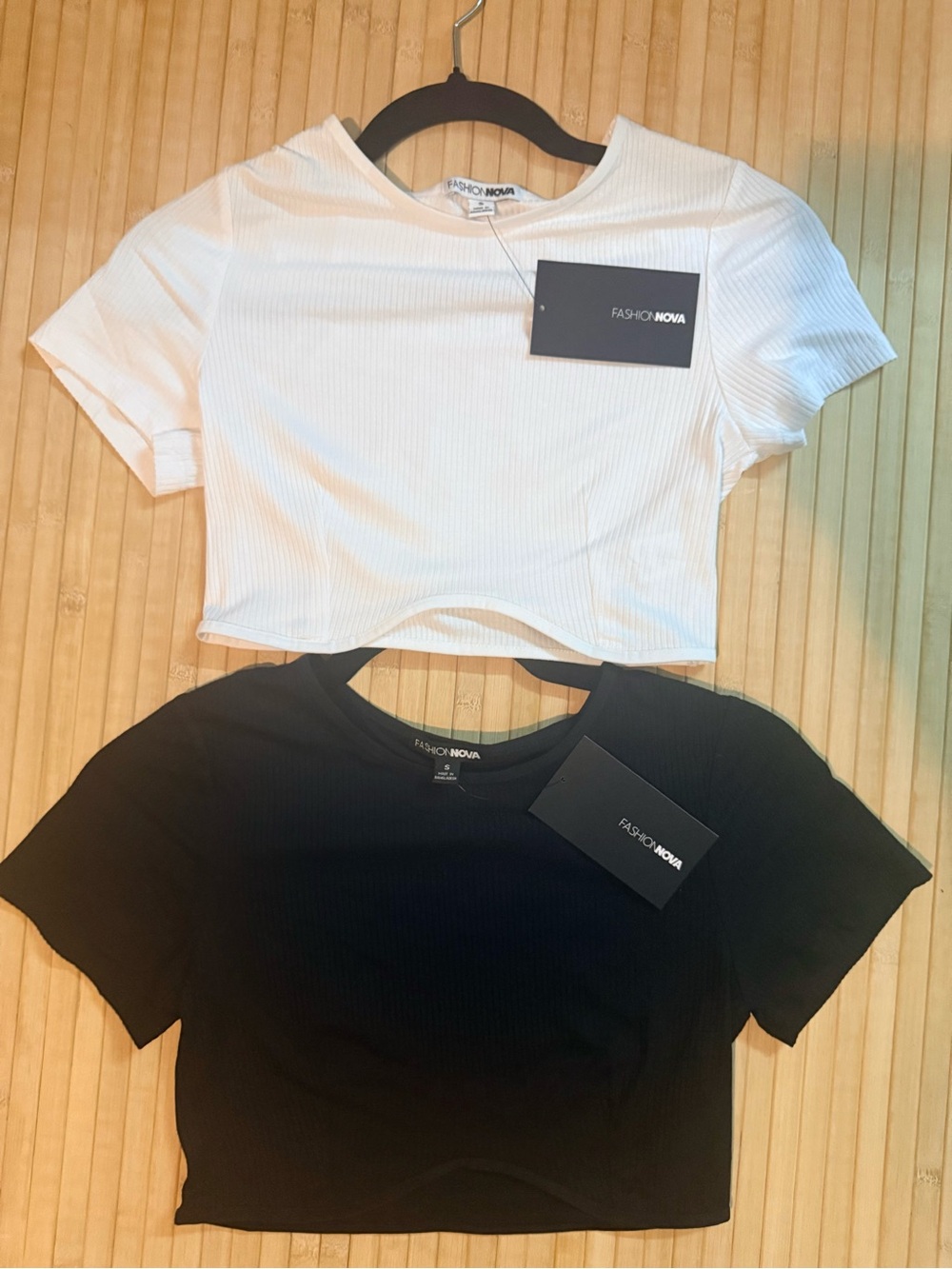 NWT Fashion Nova Amelia Crop Tops Bundle White + Black Size S